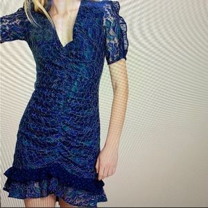 Revolve Elliatt Embroidered Blue Lace Dress XS